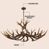 Azure Rustic Farmhouse Adjustable Resin Antler LED Chandelier
