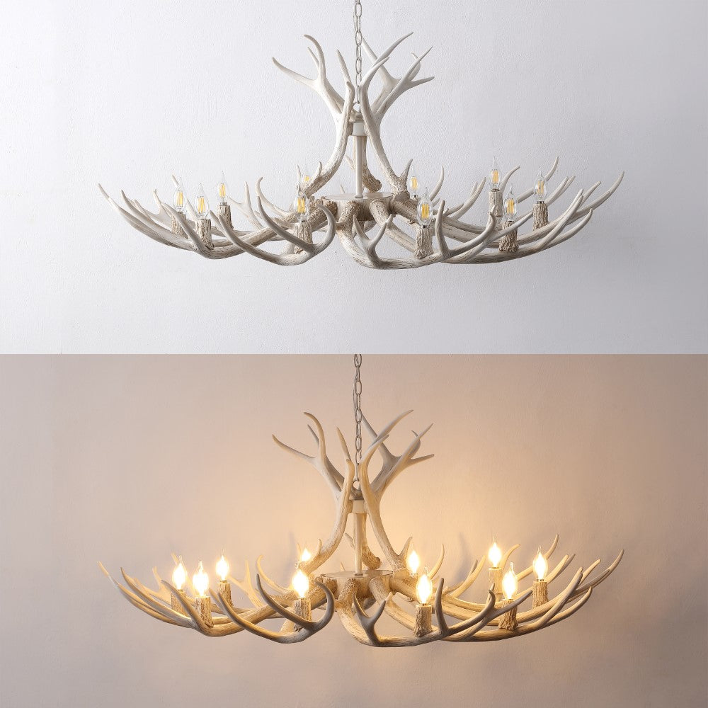 Azure Rustic Farmhouse Adjustable Resin Antler LED Chandelier