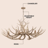 Azure Rustic Farmhouse Adjustable Resin Antler LED Chandelier