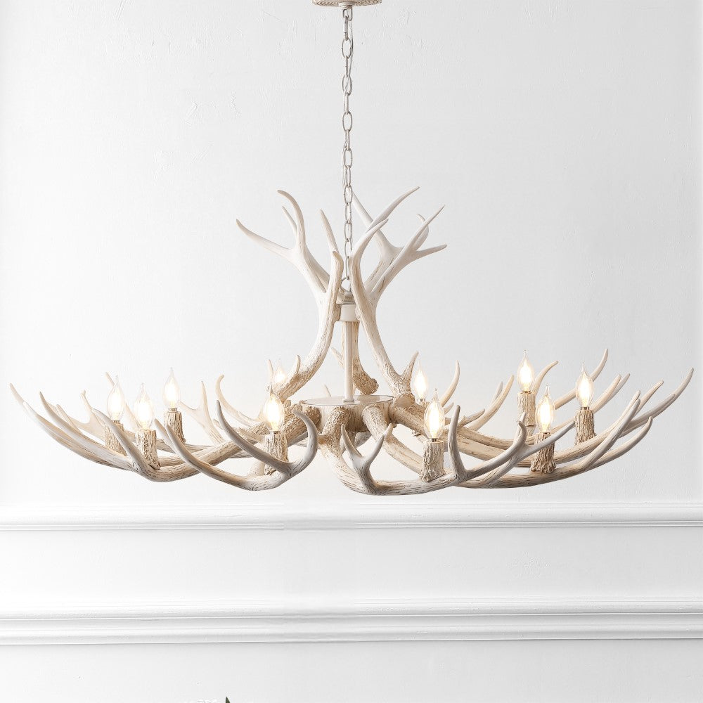 Azure Rustic Farmhouse Adjustable Resin Antler LED Chandelier