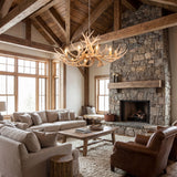 Azure Rustic Farmhouse Adjustable Resin Antler LED Chandelier