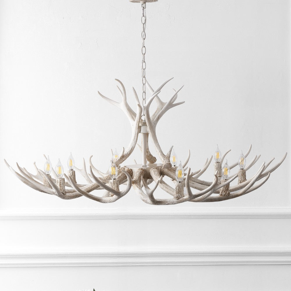 Azure Rustic Farmhouse Adjustable Resin Antler LED Chandelier