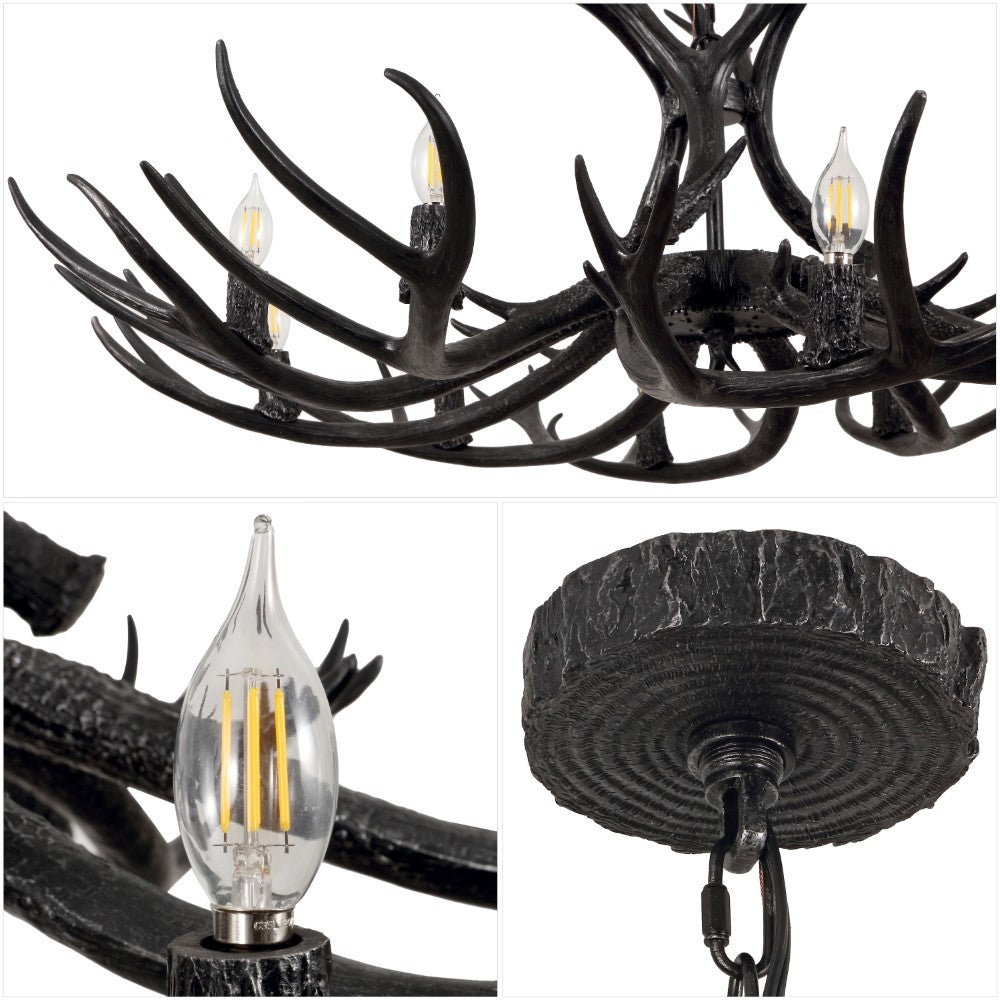 Azure Rustic Farmhouse Adjustable Resin Antler LED Chandelier