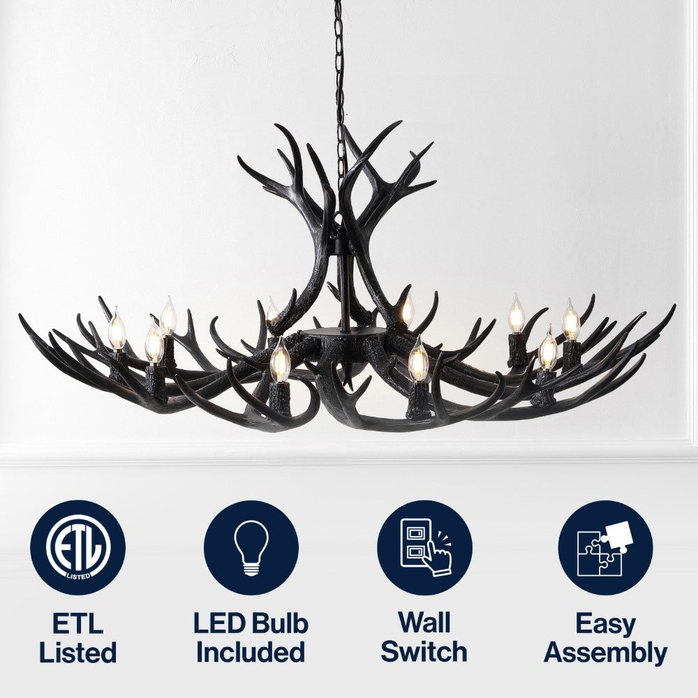 Azure Rustic Farmhouse Adjustable Resin Antler LED Chandelier