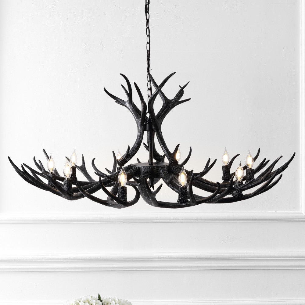 Azure Rustic Farmhouse Adjustable Resin Antler LED Chandelier