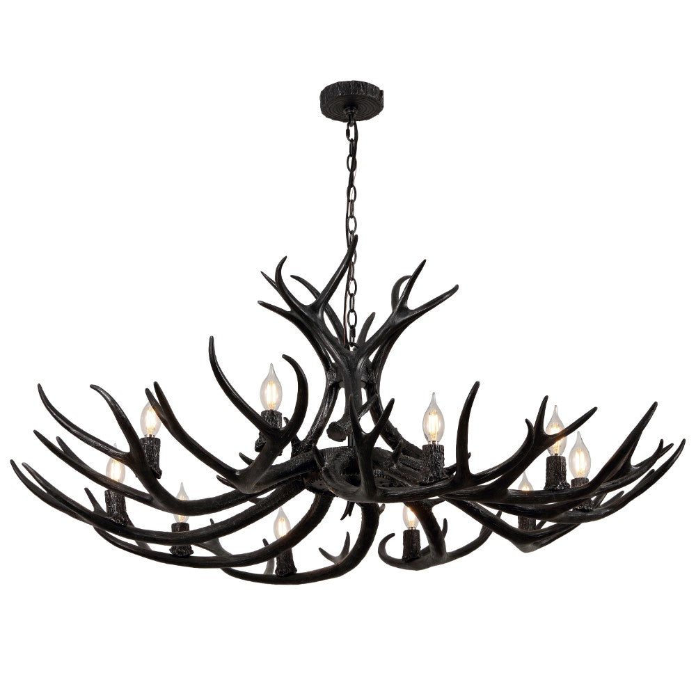 Azure Rustic Farmhouse Adjustable Resin Antler LED Chandelier