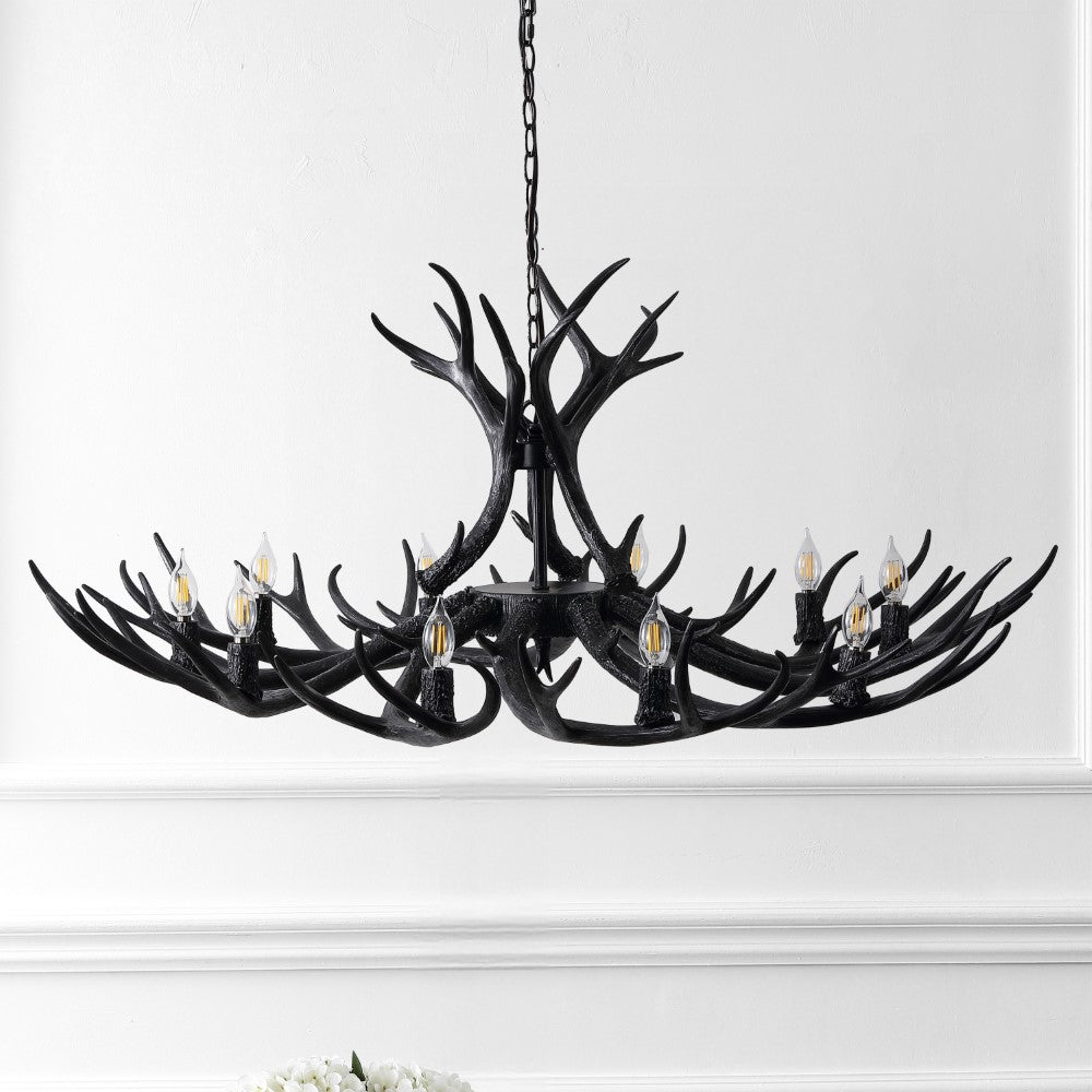 Azure Rustic Farmhouse Adjustable Resin Antler LED Chandelier