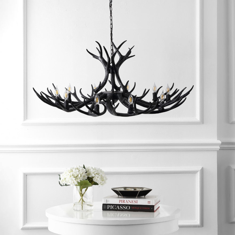 Azure Rustic Farmhouse Adjustable Resin Antler LED Chandelier