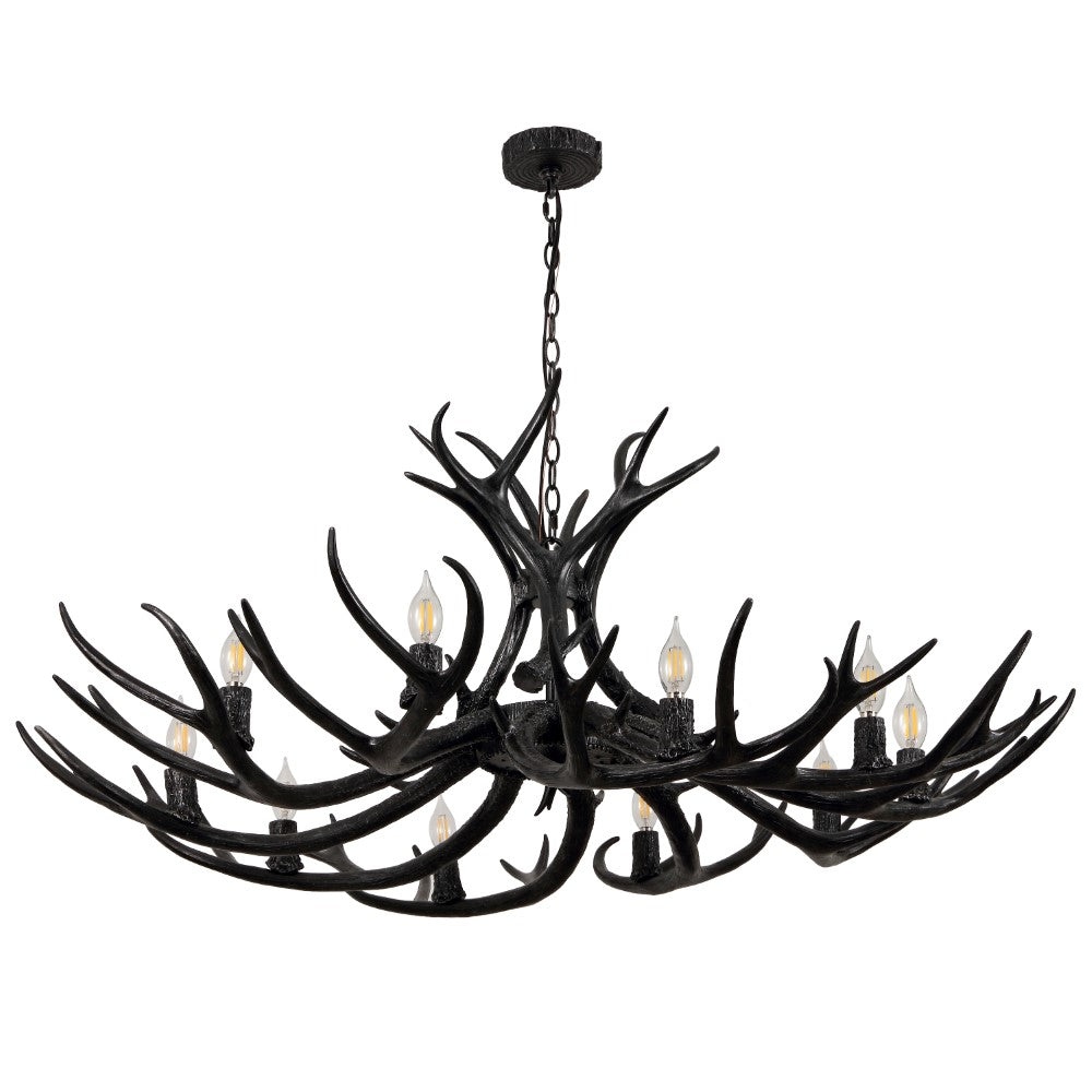 Azure Rustic Farmhouse Adjustable Resin Antler LED Chandelier