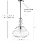 Volga 13.37" Glass/Metal LED Pendant