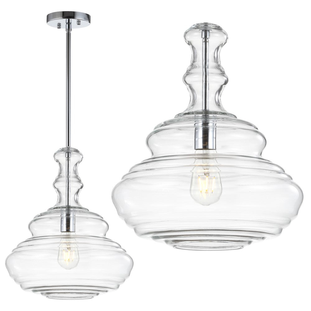 Volga 13.37" Glass/Metal LED Pendant