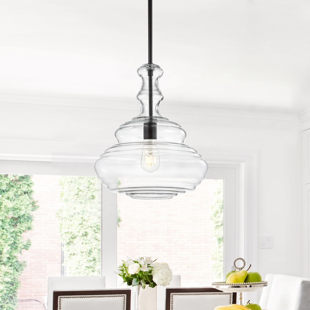 Volga 13.37" Glass/Metal LED Pendant