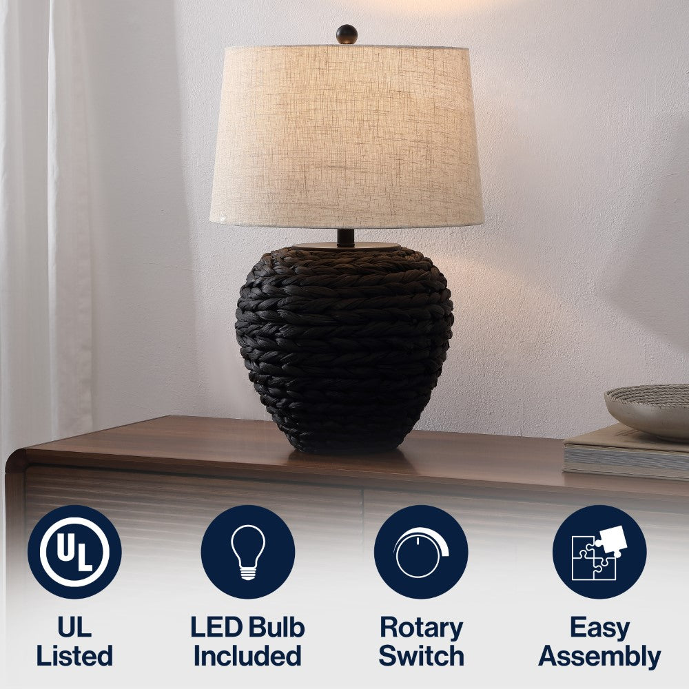 Rustico 24.5" Banana Leaf Basket LED Table Lamp