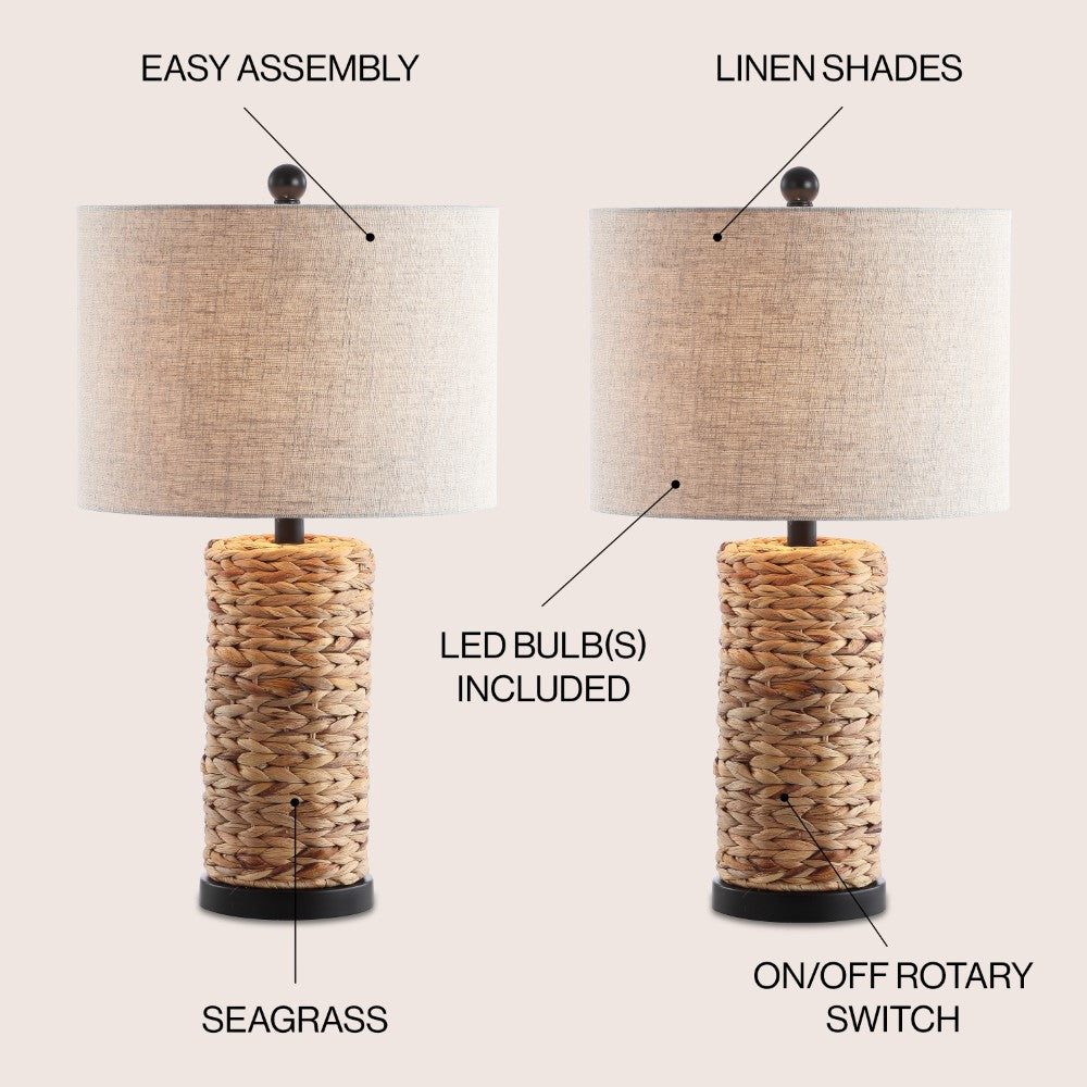 Sharon 25" Sea Grass LED Table Lamp, Set of 2