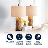 Sharon 25" Sea Grass LED Table Lamp, Set of 2