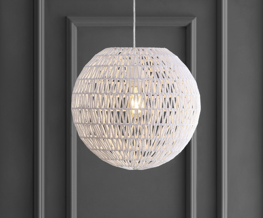 Derrick 15.7" Woven Rattan Orb LED Pendant