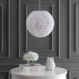 Derrick 15.7" Woven Rattan Orb LED Pendant