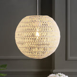 Derrick 15.7" Woven Rattan Orb LED Pendant