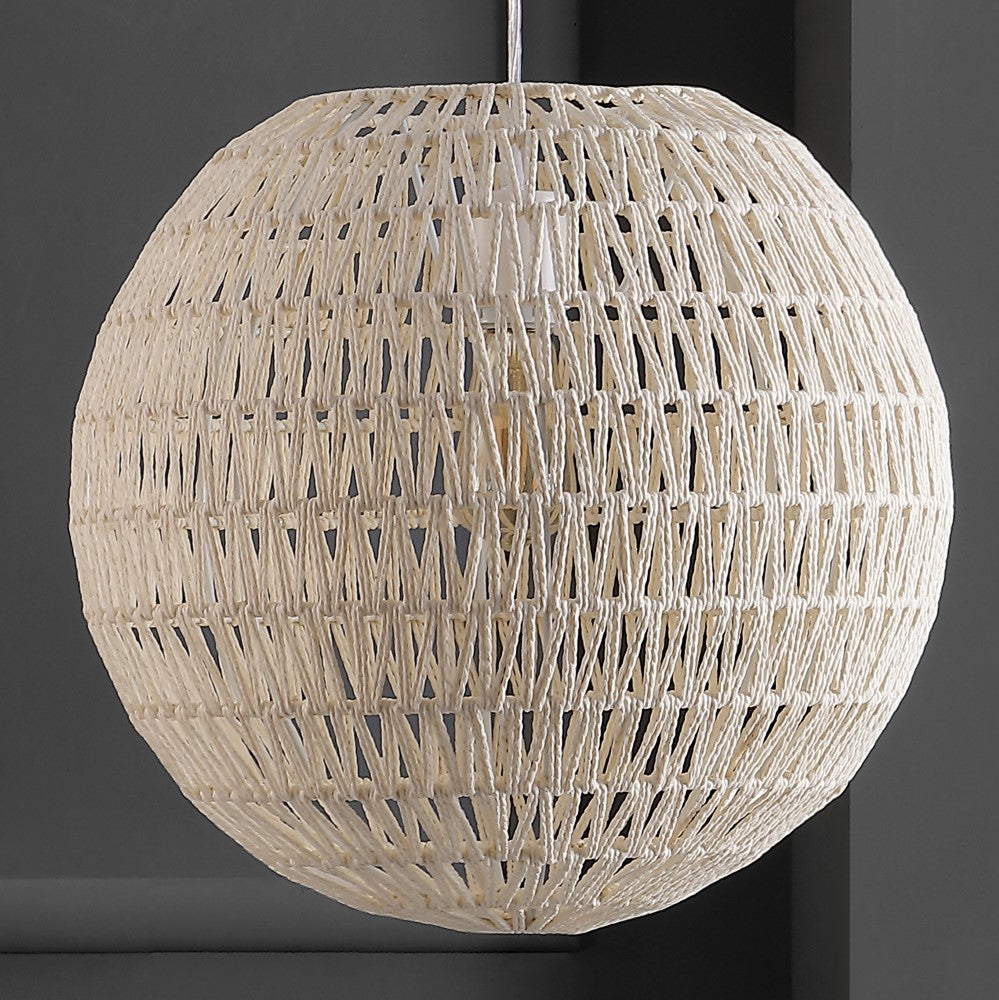 Derrick 15.7" Woven Rattan Orb LED Pendant