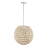 Derrick 15.7" Woven Rattan Orb LED Pendant