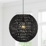 Derrick 15.7" Woven Rattan Orb LED Pendant