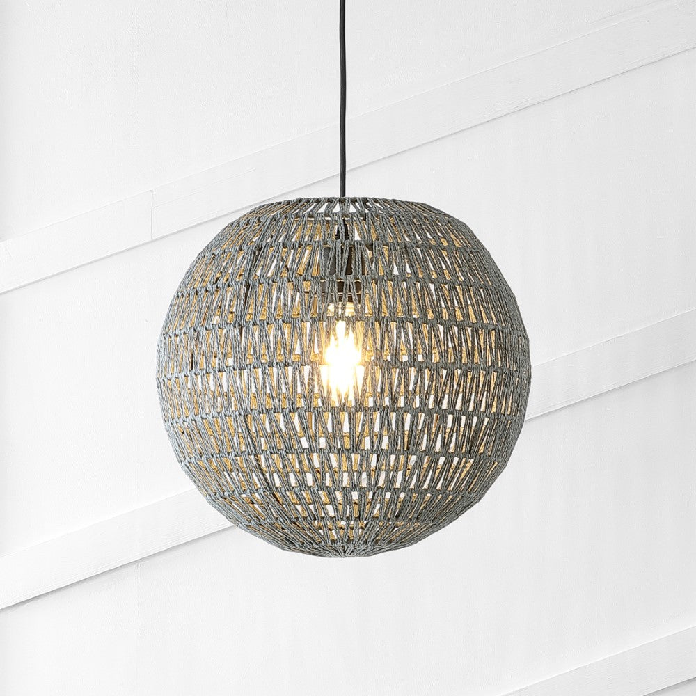 Derrick 15.7" Woven Rattan Orb LED Pendant