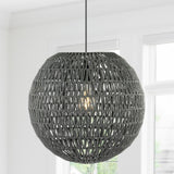 Derrick 15.7" Woven Rattan Orb LED Pendant