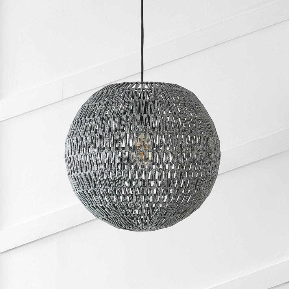 Derrick 15.7" Woven Rattan Orb LED Pendant