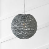Derrick 15.7" Woven Rattan Orb LED Pendant