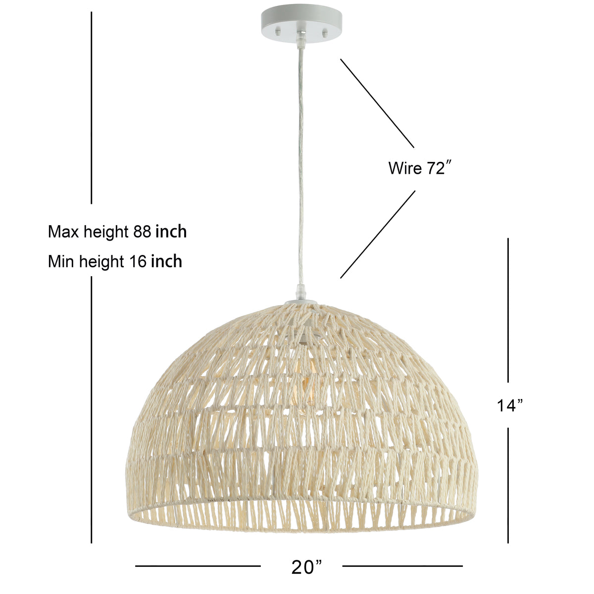 Wasp 20" Woven Rattan Dome LED Pendant