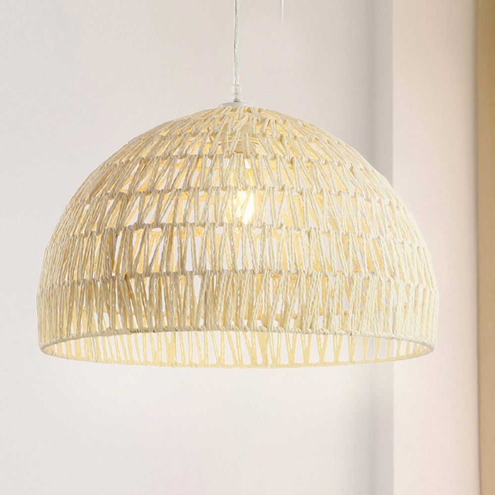 Wasp 20" Woven Rattan Dome LED Pendant