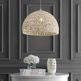 Wasp 20" Woven Rattan Dome LED Pendant