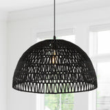 Wasp 20" Woven Rattan Dome LED Pendant