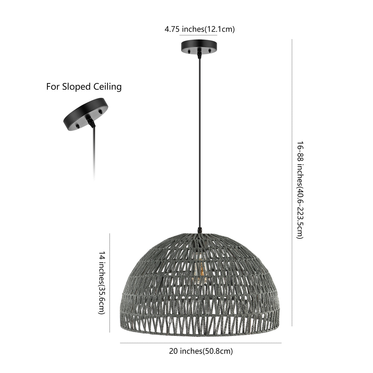Wasp 20" Woven Rattan Dome LED Pendant