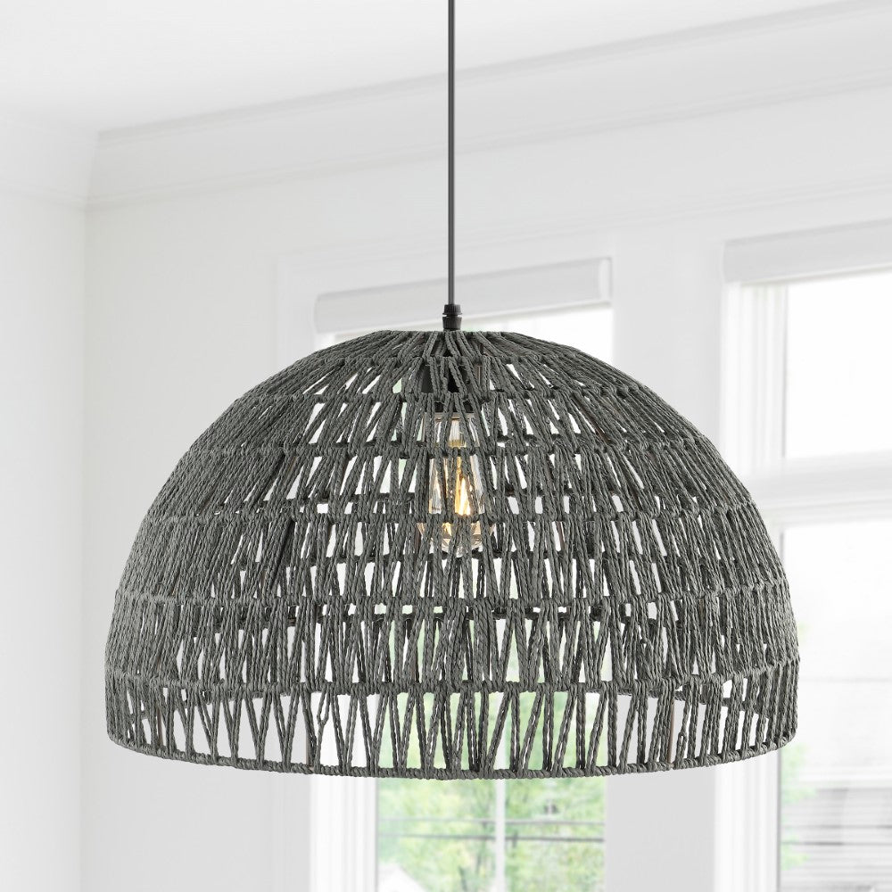 Wasp 20" Woven Rattan Dome LED Pendant