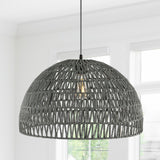 Wasp 20" Woven Rattan Dome LED Pendant