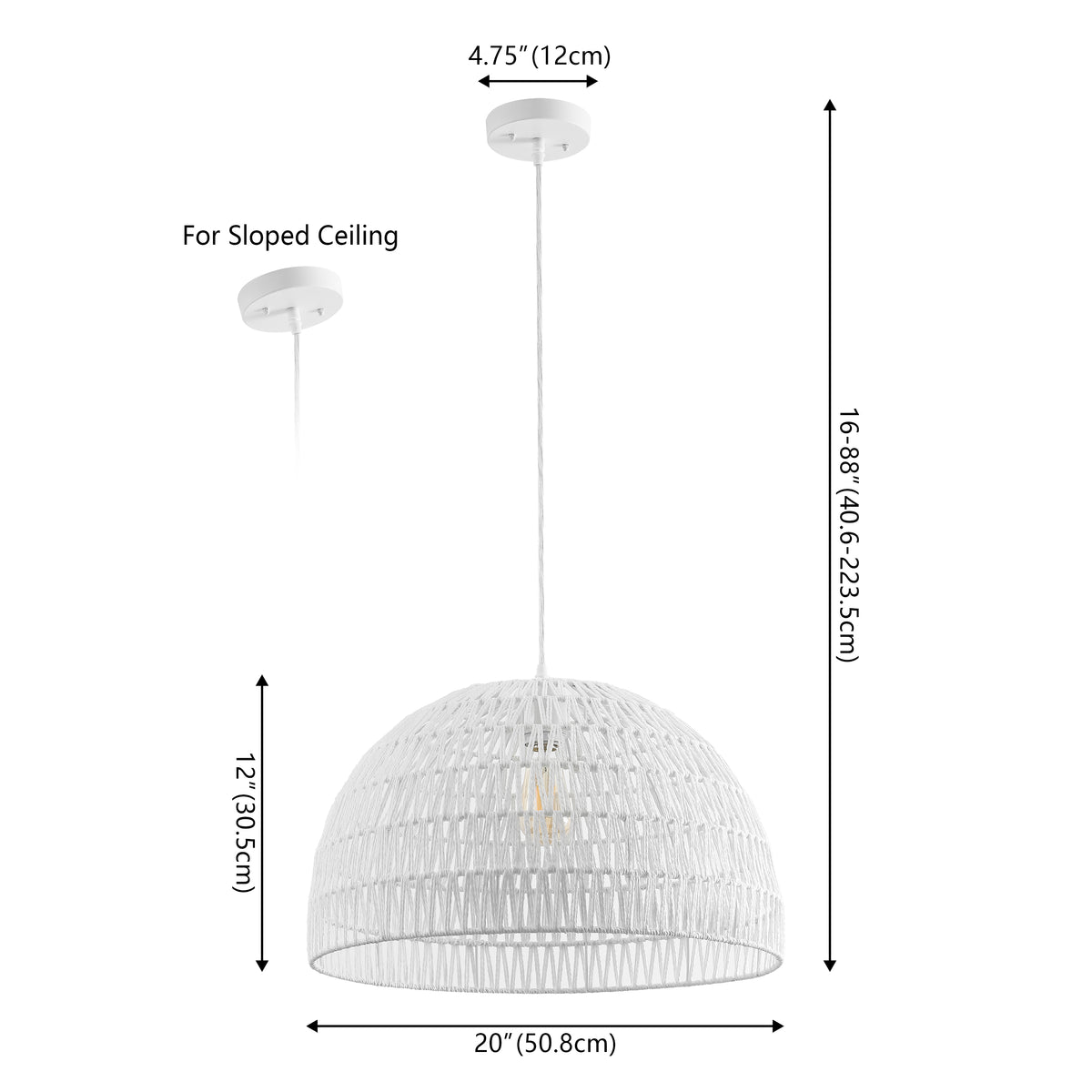 Wasp 20" Woven Rattan Dome LED Pendant