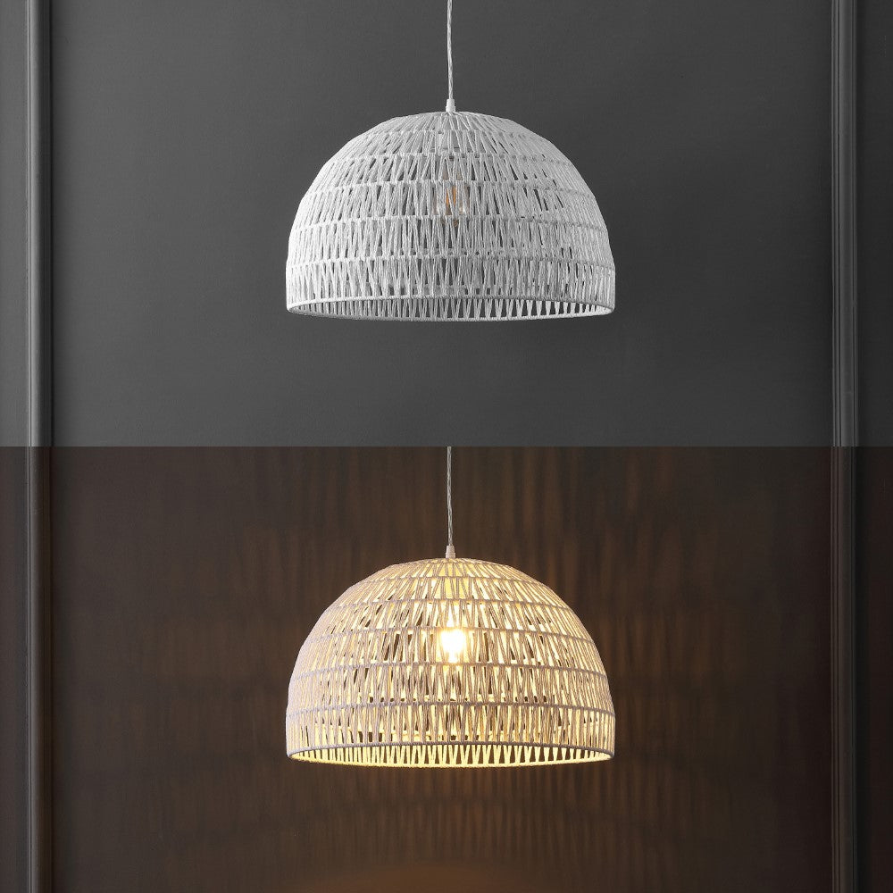 Wasp 20" Woven Rattan Dome LED Pendant