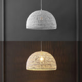 Wasp 20" Woven Rattan Dome LED Pendant