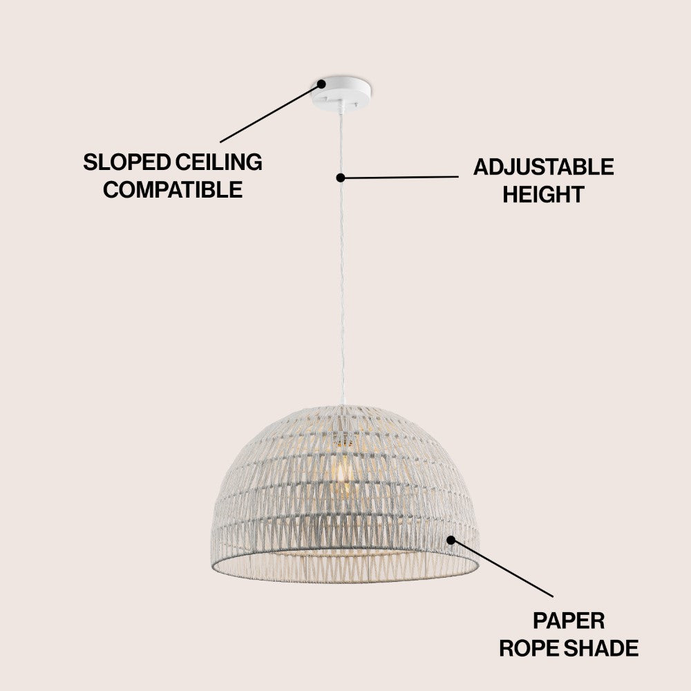 Wasp 20" Woven Rattan Dome LED Pendant