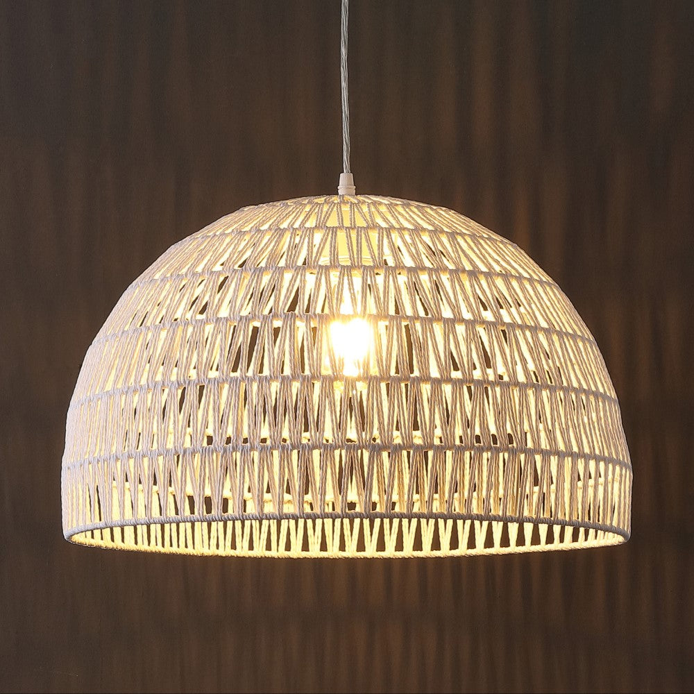 Wasp 20" Woven Rattan Dome LED Pendant