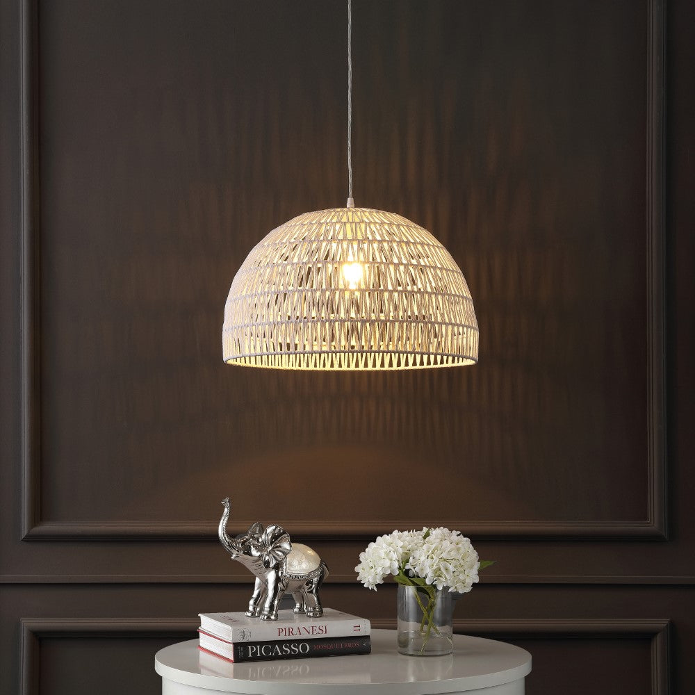 Wasp 20" Woven Rattan Dome LED Pendant