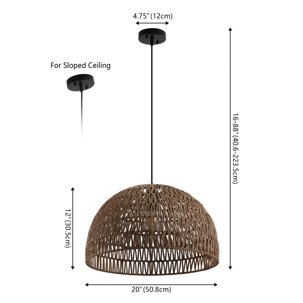 Wasp 20" Woven Rattan Dome LED Pendant