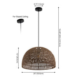 Wasp 20" Woven Rattan Dome LED Pendant