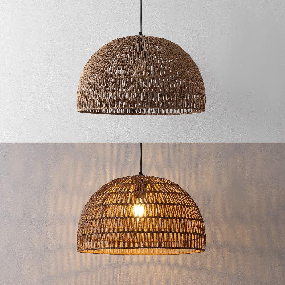 Wasp 20" Woven Rattan Dome LED Pendant