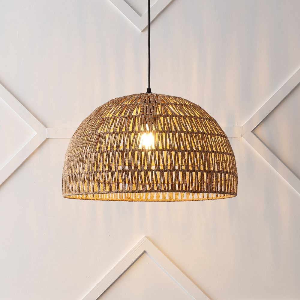 Wasp 20" Woven Rattan Dome LED Pendant