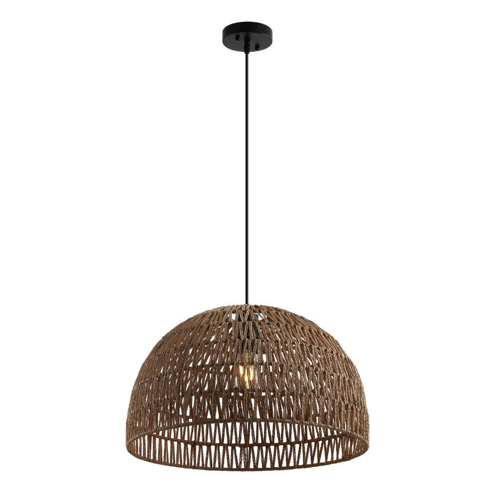 Wasp 20" Woven Rattan Dome LED Pendant