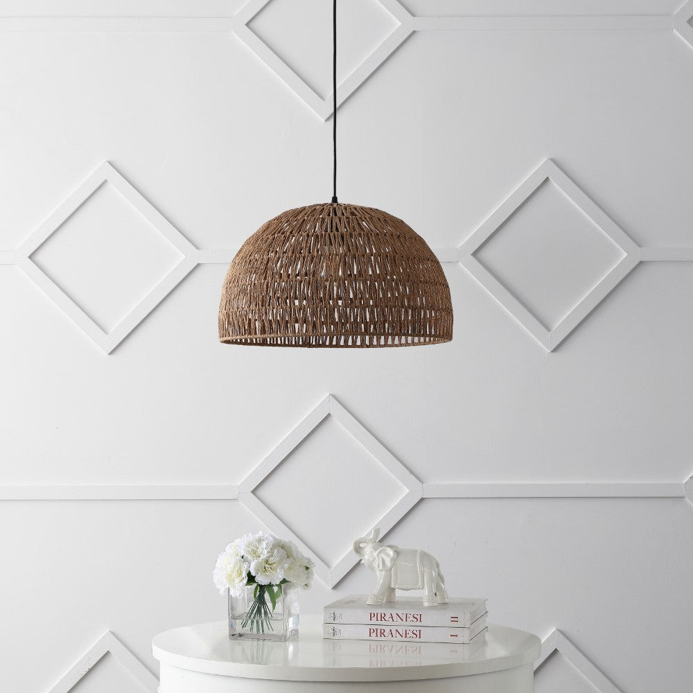 Wasp 20" Woven Rattan Dome LED Pendant
