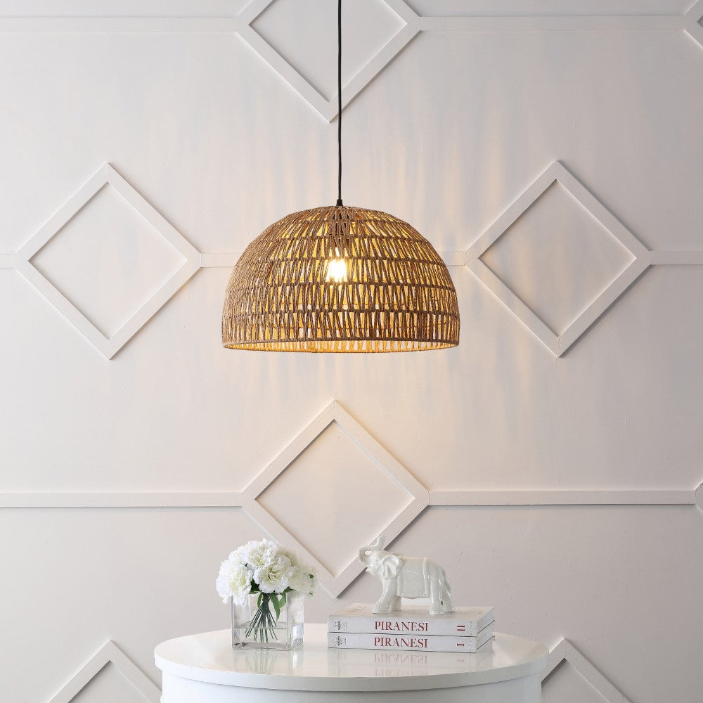 Wasp 20" Woven Rattan Dome LED Pendant