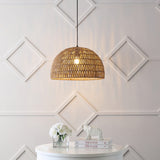 Wasp 20" Woven Rattan Dome LED Pendant
